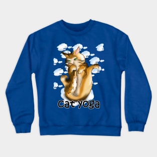 Yoga practice for a cartoon ginger cat Crewneck Sweatshirt